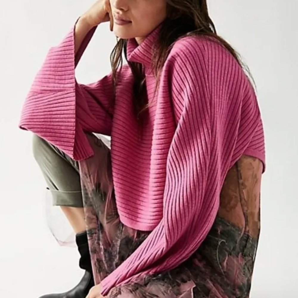 Free People Billie pink Mock Neck Sweater NWT